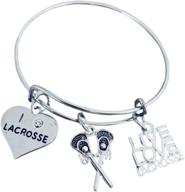 🥍 infinity collection lacrosse charm bangle bracelet - the perfect gift for female lacrosse players logo