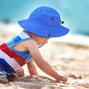 img 2 attached to 🧢 Protective and Stylish 2-Piece Sun Hat for Boys and Girls - Adjustable Bucket Hat with Removable Neck Flap - Ideal Summer Beach Cap