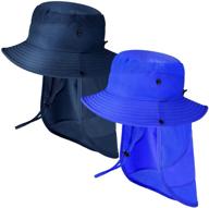 🧢 protective and stylish 2-piece sun hat for boys and girls - adjustable bucket hat with removable neck flap - ideal summer beach cap logo