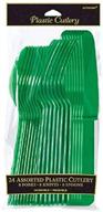 🍽️ festive green amscan assorted plastic cutlery - pack of 24 for parties and events - 4546.03 logo