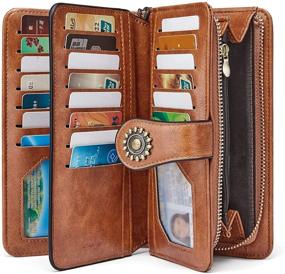 img 3 attached to 👛 Stylish OPAGE Oil Waxed Brown Leather Wallet for Women with RFID Blocking & Large Capacity