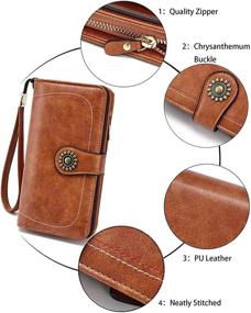 img 2 attached to 👛 Stylish OPAGE Oil Waxed Brown Leather Wallet for Women with RFID Blocking & Large Capacity