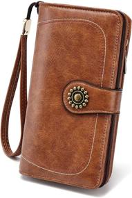 img 4 attached to 👛 Stylish OPAGE Oil Waxed Brown Leather Wallet for Women with RFID Blocking & Large Capacity