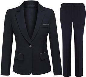 img 4 attached to Stylish Slim Fit Blazer Pant Set for Women's Office Lady Business Attire