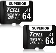 💾 tcell superior 64gb 2 pack micro sd card: high-speed 100mb/s full hd memory card for phone - android mobile device (64gb x2) logo