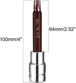 img 1 attached to 🔧 Универсальный торцевой ключ uxcell 1/2 "Привод x T50 из набора бит, изготовленных из стали S2, головки из хром-ванадиевого сплава, длина 4 дюйма: Идеальный ручной инструмент для торцевых винтов