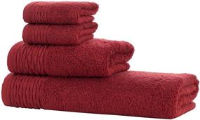 img 3 attached to 🧖 Luxurious 100% Turkish Cotton Red Towel Set with Red Antic Trim - Bath, Hand & Wash Cloth Towels Included