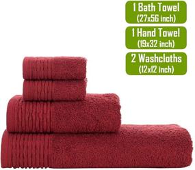 img 1 attached to 🧖 Luxurious 100% Turkish Cotton Red Towel Set with Red Antic Trim - Bath, Hand & Wash Cloth Towels Included