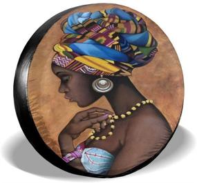 img 4 attached to 🏿 Kiuloam Black African Women Elegant Girl Spare Tire Cover - Universal Waterproof Wheel Covers for Various Vehicles (14" Diameter: 23"-27")