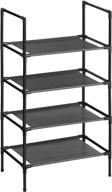 👞 songmics shoe rack - 4-tier shoe storage organizer with metal frame and non-woven fabric layer - ideal for hallway, bedroom, living room - 17.7 x 11 x 31.5 inches - black (ulsr004b02) логотип