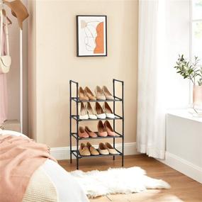 img 3 attached to 👞 SONGMICS Shoe Rack - 4-Tier Shoe Storage Organizer with Metal Frame and Non-Woven Fabric Layer - Ideal for Hallway, Bedroom, Living Room - 17.7 x 11 x 31.5 Inches - Black (ULSR004B02)