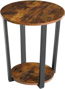 img 2 attached to 🪑 YMYNY Industrial End Table: 2 Tier Round Side Table with Sturdy Metal Frame - Vintage Nightstand for Living Room and Bedroom, Easy Assembly - Rustic Brown, HD-UHTMJ020H