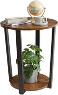 🪑 ymyny industrial end table: 2 tier round side table with sturdy metal frame - vintage nightstand for living room and bedroom, easy assembly - rustic brown, hd-uhtmj020h логотип