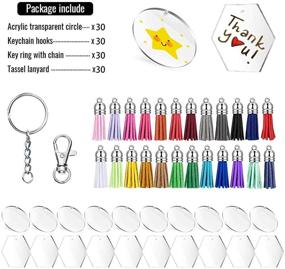 img 3 attached to 🔲 Juanya 120PCS Acrylic Transparent Circle Discs, Hexagons & Tassel Keychains: Perfect DIY Craft Material Set for projects and craft enthusiasts!