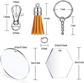 img 2 attached to 🔲 Juanya 120PCS Acrylic Transparent Circle Discs, Hexagons & Tassel Keychains: Perfect DIY Craft Material Set for projects and craft enthusiasts!