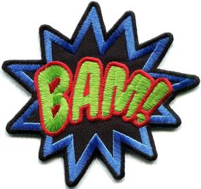 img 1 attached to 🎮 New BAM! Superhero Comics Retro Fun Embroidered Applique Iron-On Patch For Sale