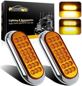 img 4 attached to 🚦 Partsam 6-1/2" Oval Amber LED Trailer Lights - 2Pcs Flange Mount, Reflectors, Turn Signal, Side Marker, Truck Trailer, 12V Parking Light w/ Chrome Bezels