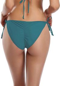 img 3 attached to 👙 SHEKINI Women's Brazilian Cheeky Swim Brief with Tie Side and Ruched Back