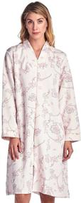 img 4 attached to 🌸 Women's Floral Quilted House Dress Robe with Long Sleeve and Zipper Closure for Casual Nights