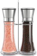 2-piece salt and pepper grinder set - tall shaker, adjustable coarseness, refillable - for sea salt and black peppercorn mill logo