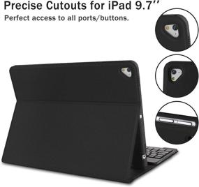 img 2 attached to 🔌 Wireless Bluetooth Keyboard for iPad 9.7 inch - Compatible with iPad 6th/5th Gen, iPad Pro 9.7, iPad Air/Air 2 - Protective Folio Case - Black