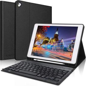 img 4 attached to 🔌 Wireless Bluetooth Keyboard for iPad 9.7 inch - Compatible with iPad 6th/5th Gen, iPad Pro 9.7, iPad Air/Air 2 - Protective Folio Case - Black