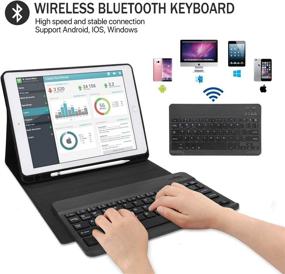 img 3 attached to 🔌 Wireless Bluetooth Keyboard for iPad 9.7 inch - Compatible with iPad 6th/5th Gen, iPad Pro 9.7, iPad Air/Air 2 - Protective Folio Case - Black