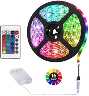 🔦 versatile battery powered led strip lights with remote control - multi-color changing, diy indoor and outdoor decoration, 6.56ft/2m логотип