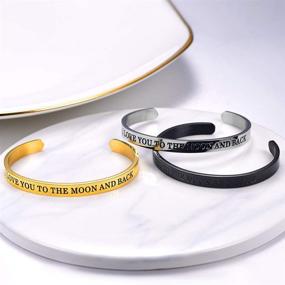 img 3 attached to PROSTEEL 316L Stainless Steel Inspirational Bracelet: Black/18K Gold Plated Cuff for Men and Women - Adjustable Fit, Friendship Jewelry - Comes in Gift Box