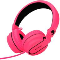 🎧 rockpapa 950 stereo lightweight foldable headphones with microphone, adjustable headband - 3.5mm for cellphones, smartphones, tablets, laptop, computer, mp3/4, dvd - black/pink logo