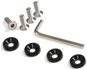 img 4 attached to 🚗 iJDMTOY 4pc JDM Racing Style M6 Black Aluminum Washers Bolts Kit - Ideal for Car License Plate Frame, Fender, Bumper, Engine Bay, and More