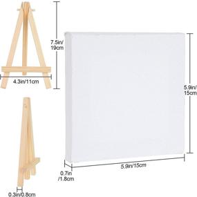 img 3 attached to Premium Pack of 12 Mini Canvas Panels: 6 x 6 Inch with Pine Wood Easel Holder - Pre-Stretched Cotton Small Canvas Boards for Craft, Acrylic and Oil Art Projects