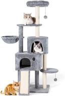 🐱 tscomon 59” multi-level cat tree with plush perch, 2 spacious cat condos, scratching posts, hammock basket, hanging toys, and resting house - ideal indoor cat tower for fun & relaxation logo