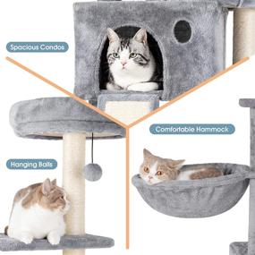 img 2 attached to 🐱 TSCOMON 59” Multi-Level Cat Tree with Plush Perch, 2 Spacious Cat Condos, Scratching Posts, Hammock Basket, Hanging Toys, and Resting House - Ideal Indoor Cat Tower for Fun & Relaxation