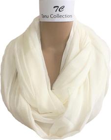 img 1 attached to 🧣 TC Solid Color and Print Lightweight Chiffon Silk Feel Infinity Scarf - Luxurious Accessory for Enhanced Style