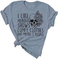 👕 women's casual horror tee: i like murder shows, friends & horror - funny graphic novelty shirt - athletic tops for casual wear logo