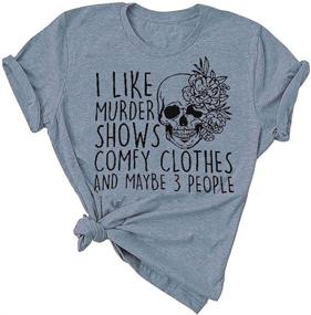 img 4 attached to 👕 Women's Casual Horror Tee: I Like Murder Shows, Friends & Horror - Funny Graphic Novelty Shirt - Athletic Tops for Casual Wear