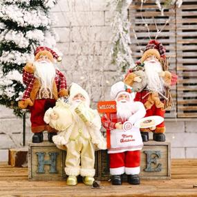 img 3 attached to 12'' Santa Claus Figurines: Festive Christmas Standing Santa Decorations, Collectible Doll Table Decor, Xmas Ornament - Santa Statues and Figurines