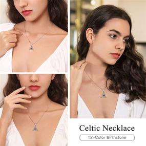 img 2 attached to Vintage 925 Sterling Silver Celtic Cross/Triquetra Necklace with 12-Month Heart Gemstone | Dainty Heart Birthstone Necklace for Women Girls | Faith Irish Amulet Lucky Jewelry | Birthday Gift + SEO