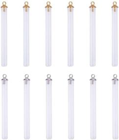 img 4 attached to 💎 Set of 20 Clear Glass Hanging Tube Wish Bottles (40mm) with Metal Caps in Gold/Silver for Earring Necklace Pendant Jewelry Making - Glue-On Closure