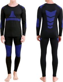 img 2 attached to 🔥 Warmth and Style Combined: JoofEric Men's Fleece-Lined Thermal Underwear Set for Winter Sports