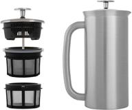 espro p7 french press: double walled stainless steel insulated coffee and tea maker - brushed stainless steel, 18 ounce logo