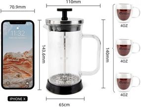 img 2 attached to Compact French Press Coffee Maker: 12 oz / 350 ml | Perfect for Camping | Includes Spoon & Brush (Concise Style)