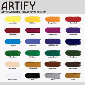 img 2 attached to Набор красок ARTIFY 24 Colors Premium Heavy Body Acrylic Paint Set (1.29 oz, 38 мл) - Не выцветающие и безопасные для здоровья художественные краски с хранением в ящике для холстовой живописи - Идеальные художественные материалы для хобби-художников, детей и студентов.