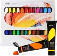 набор красок artify 24 colors premium heavy body acrylic paint set (1.29 oz, 38 мл) - не выцветающие и безопасные для здоровья художественные краски с хранением в ящике для холстовой живописи - идеальные художественные материалы для хобби-художников, детей и студентов. логотип