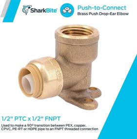 img 3 attached to 🦈 SharkBite U334LFA Drop Ear Elbow - 1/2" x 1/2" FNPT - Lead Free - Push-to-Connect - Copper, PEX, CPVC