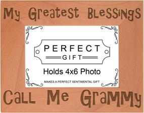 img 2 attached to Blessings Call Me Grammy Natural 📸 Wood Engraved 4x6 Landscape Picture Frame for Grandma