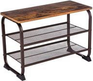 👞 vasagle industrial bench rack, 3-tier shoe storage shelf for entryway hallway living room, 26 inch, rustic brown - enhancing seo logo