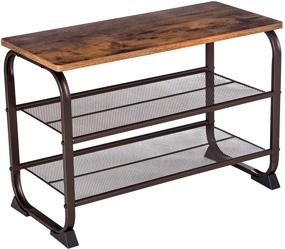img 4 attached to 👞 VASAGLE Industrial Bench Rack, 3-Tier Shoe Storage Shelf for Entryway Hallway Living Room, 26 Inch, Rustic Brown - Enhancing SEO