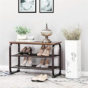 img 2 attached to 👞 VASAGLE Industrial Bench Rack, 3-Tier Shoe Storage Shelf for Entryway Hallway Living Room, 26 Inch, Rustic Brown - Enhancing SEO
